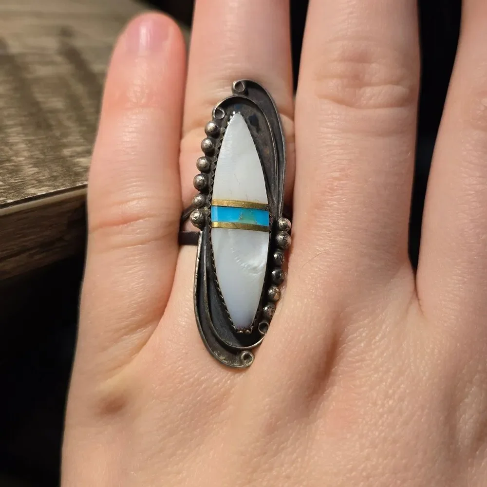 Navajo Sterling Silver Ring sz 8.5 and Cuff Bracelet